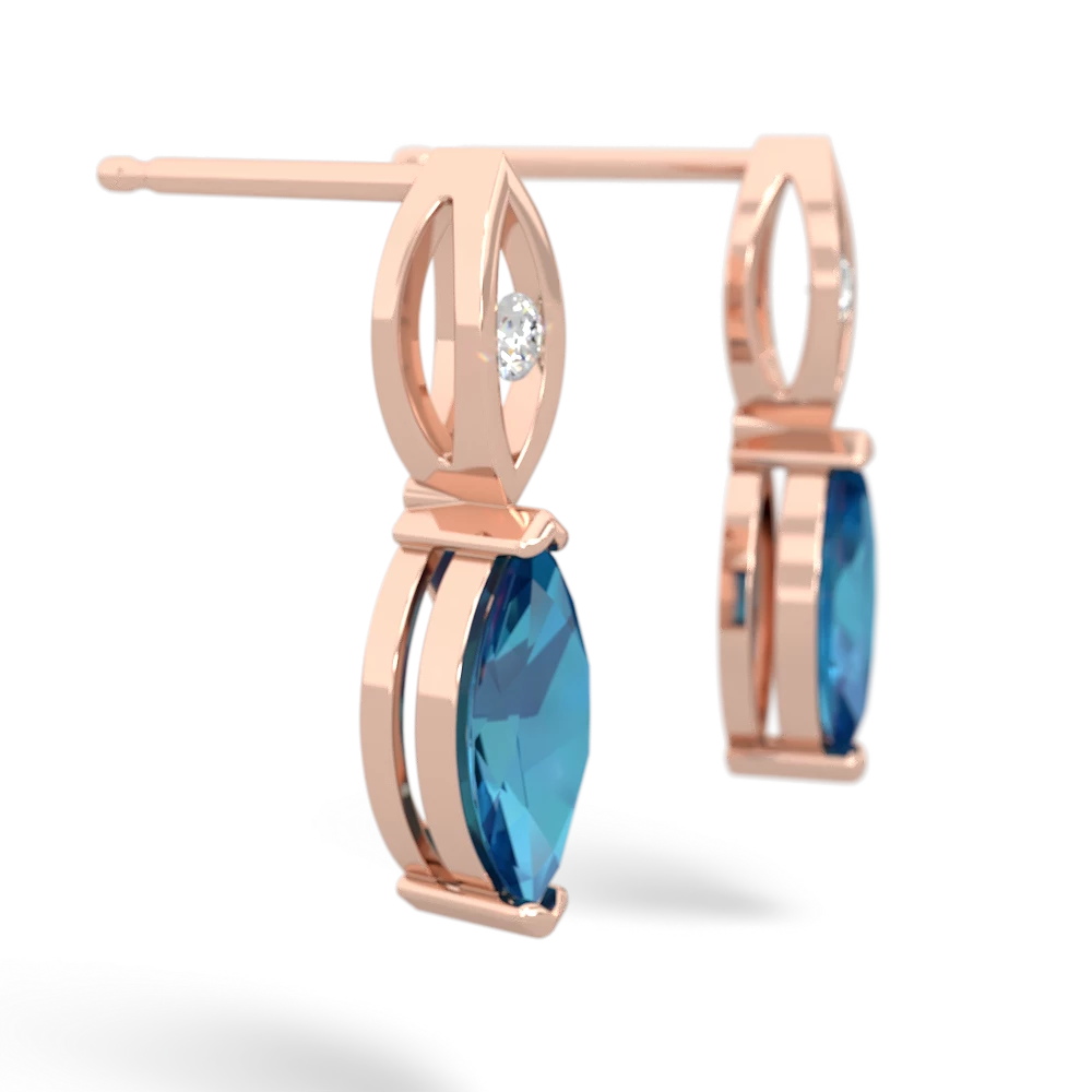 London Topaz Marquise Drop 14K Rose Gold earrings E5333