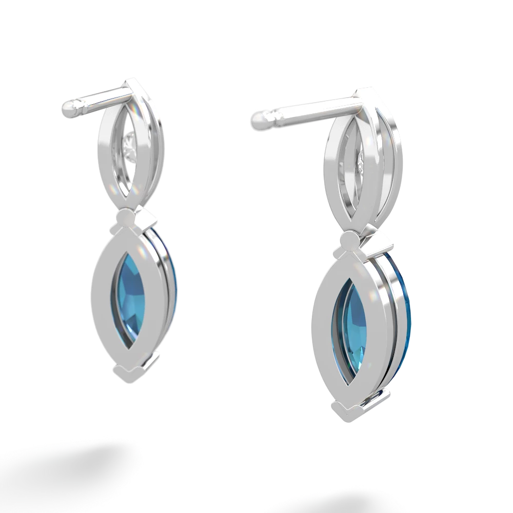 London Topaz Marquise Drop 14K White Gold earrings E5333