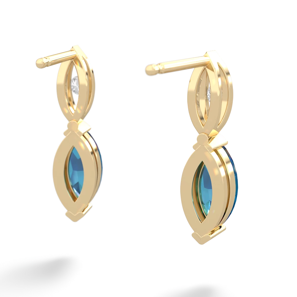 London Topaz Marquise Drop 14K Yellow Gold earrings E5333