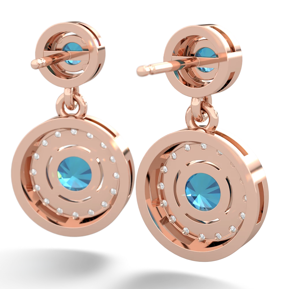 London Topaz Halo Dangle 14K Rose Gold earrings E5319