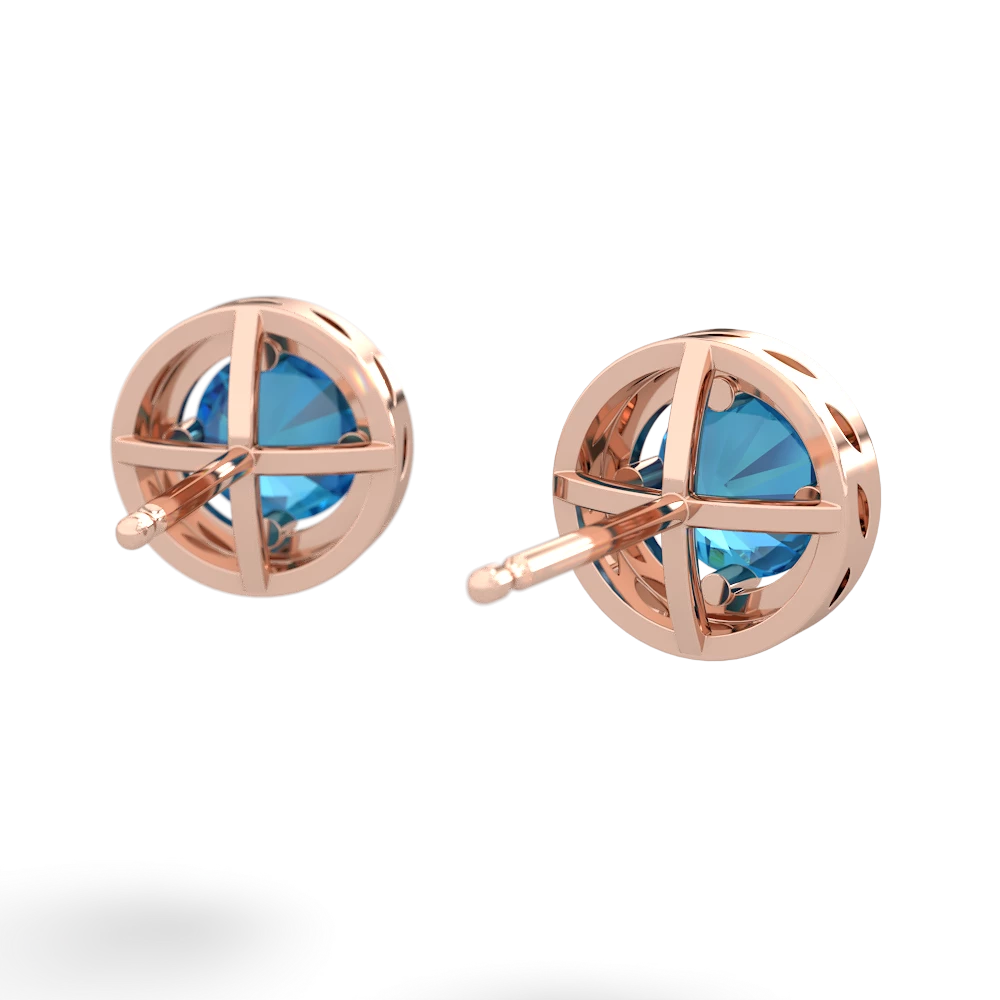 London Topaz Halo 14K Rose Gold earrings E5320