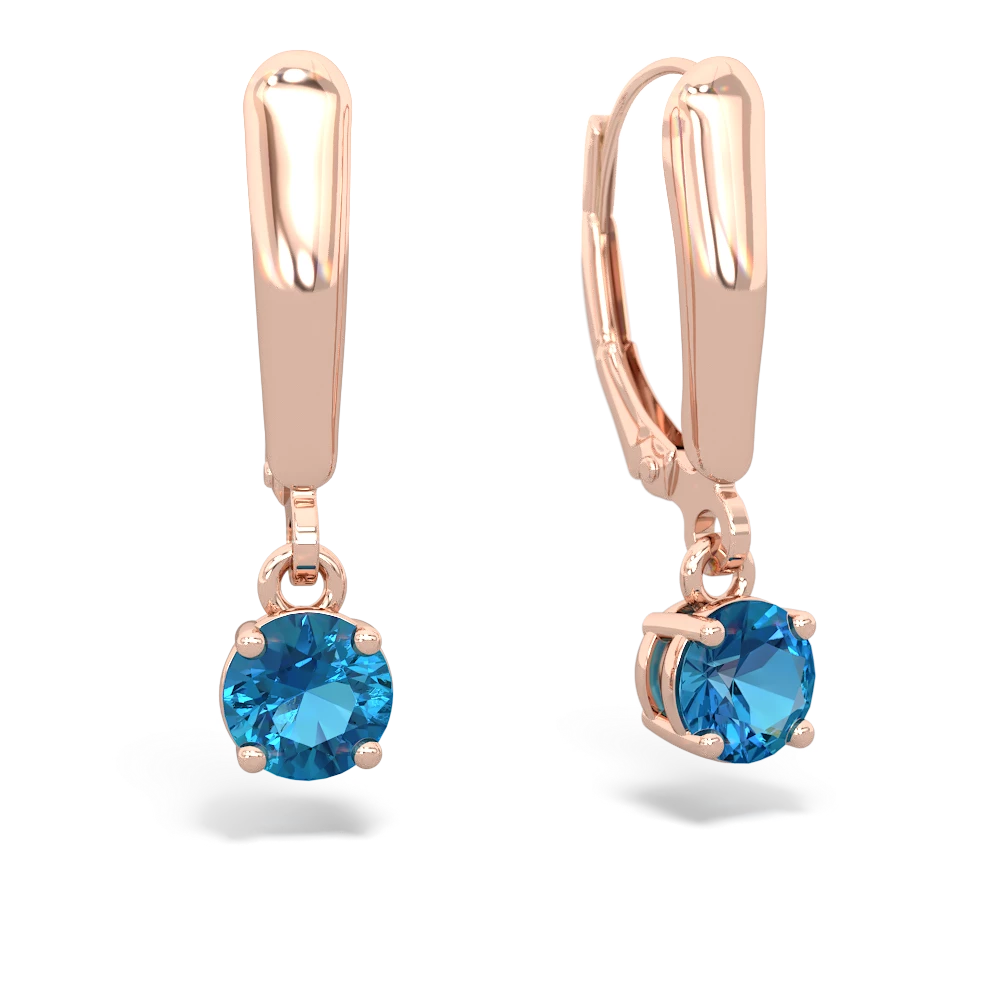 London Topaz 5Mm Round Lever Back 14K Rose Gold earrings E2785