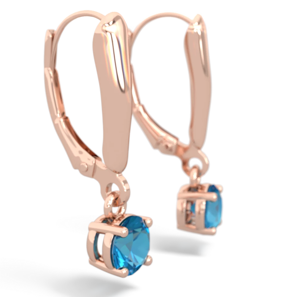 London Topaz 5Mm Round Lever Back 14K Rose Gold earrings E2785