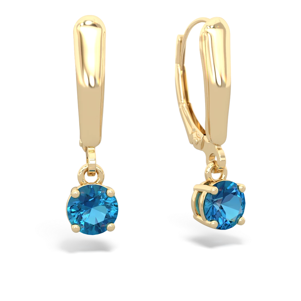 London Topaz 5Mm Round Lever Back 14K Yellow Gold earrings E2785