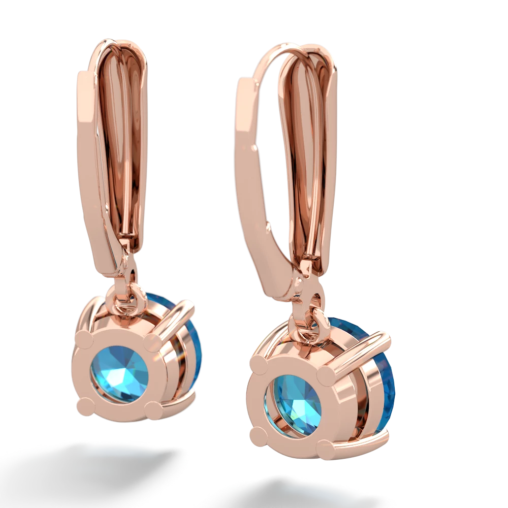 London Topaz 8Mm  Round Lever Back 14K Rose Gold earrings E2788