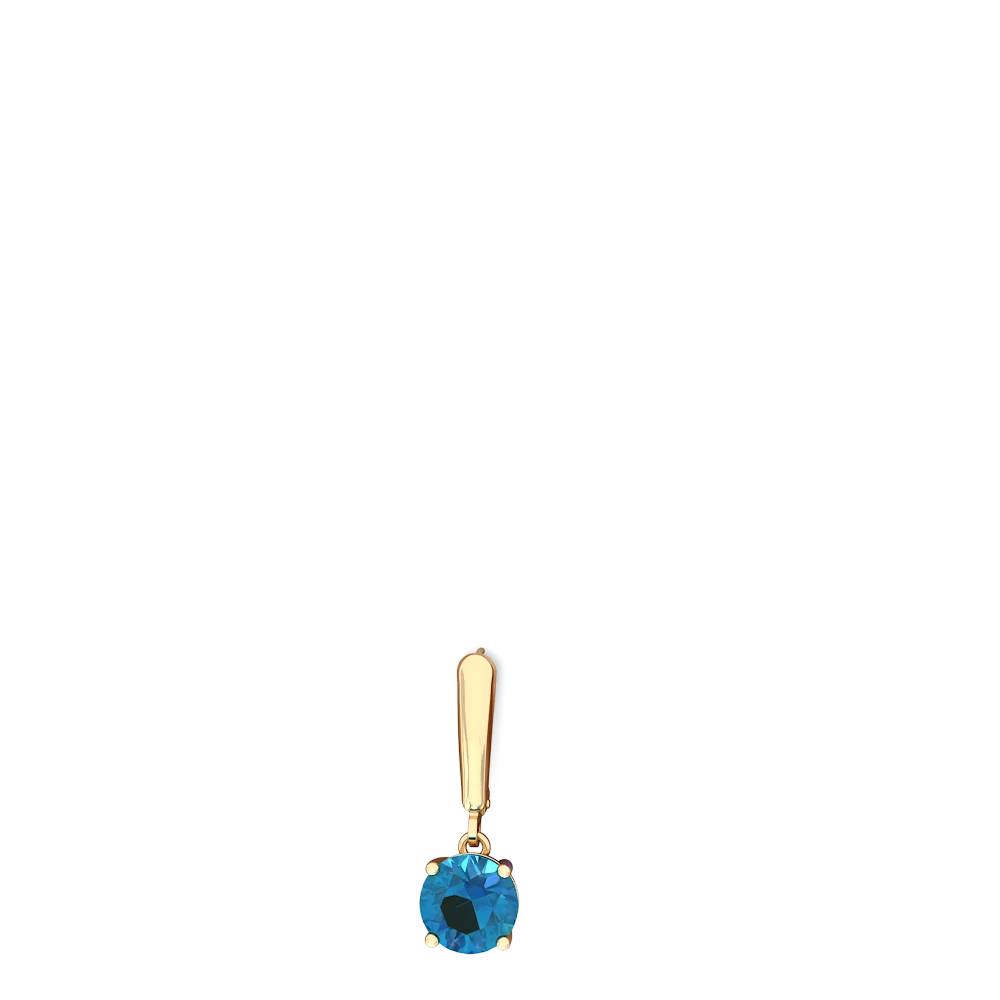 London Topaz 8Mm  Round Lever Back 14K Yellow Gold earrings E2788