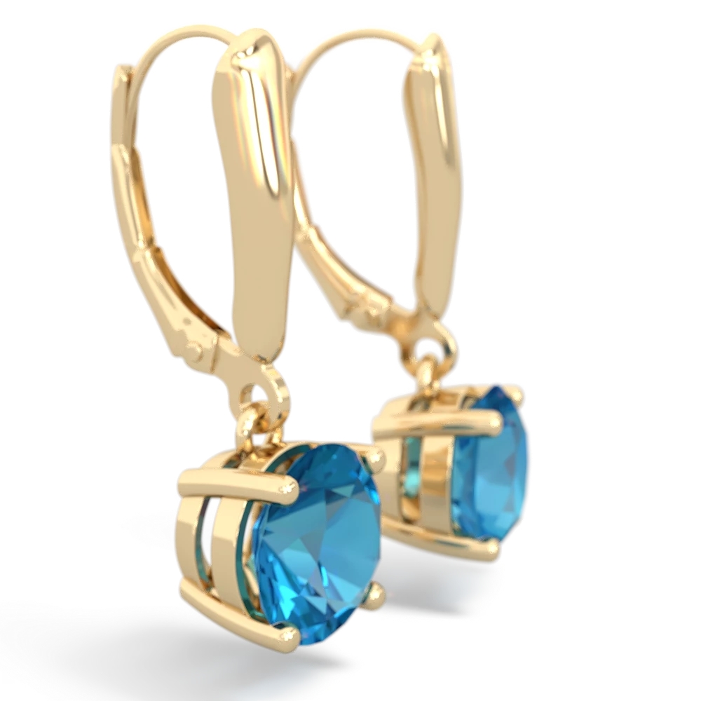 London Topaz 8Mm  Round Lever Back 14K Yellow Gold earrings E2788