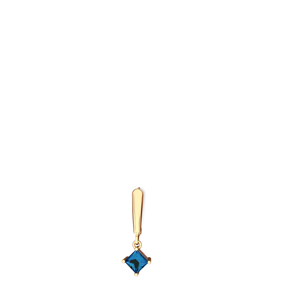 London Topaz 6Mm Princess Lever Back 14K Yellow Gold earrings E2789