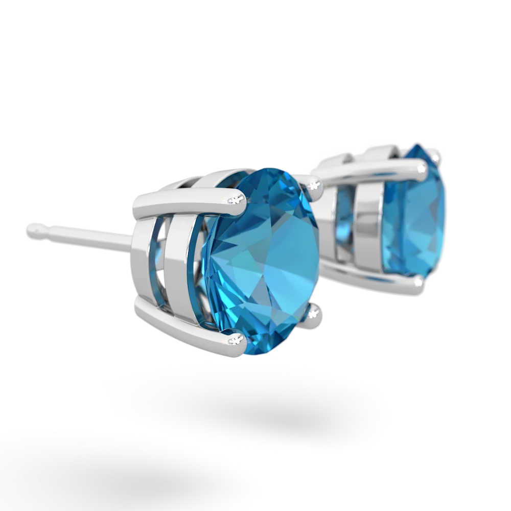 London Topaz 8Mm Round Stud 14K White Gold earrings E1788