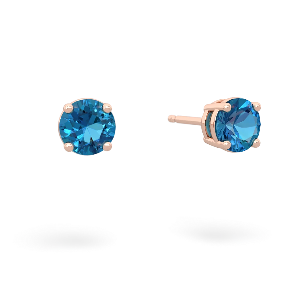 London Topaz 5Mm Round Stud 14K Rose Gold earrings E1785