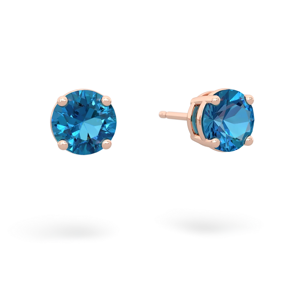 London Topaz 6Mm Round Stud 14K Rose Gold earrings E1786