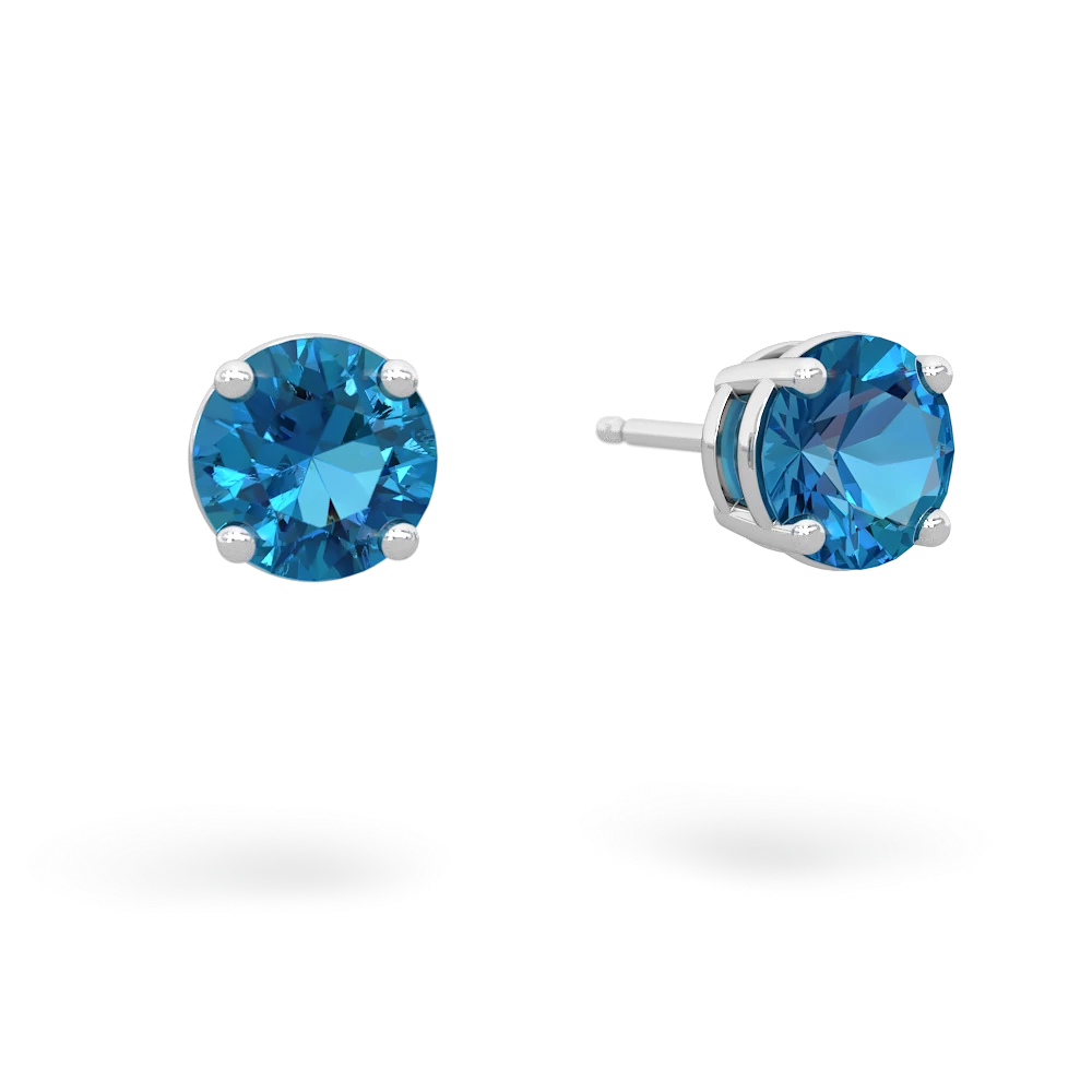 London Topaz 6Mm Round Stud 14K White Gold earrings E1786