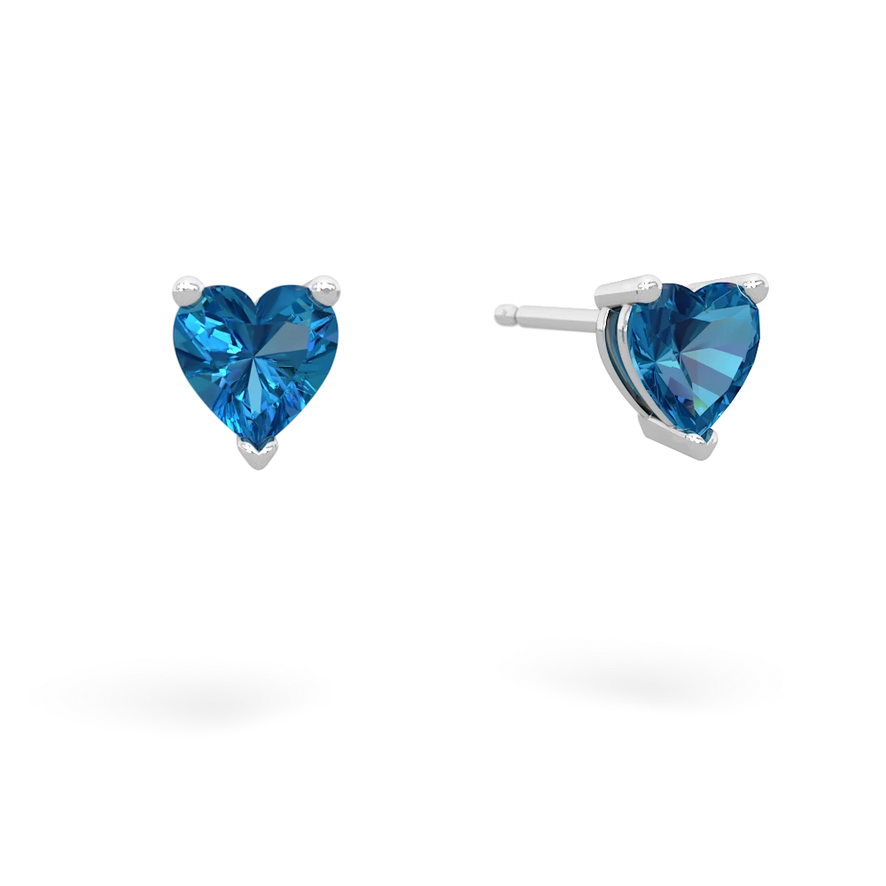 London Topaz 5Mm Heart Stud 14K White Gold earrings E1861