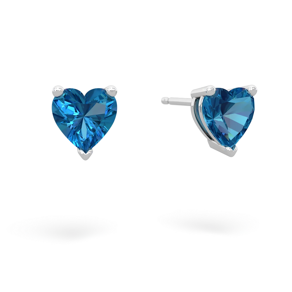 London Topaz 6Mm Heart Stud 14K White Gold earrings E1862