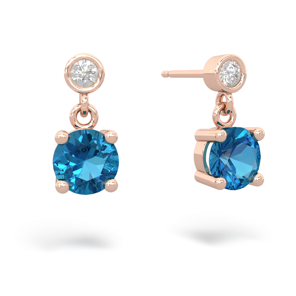 London Topaz Diamond Drop 6Mm Round 14K Rose Gold earrings E1986