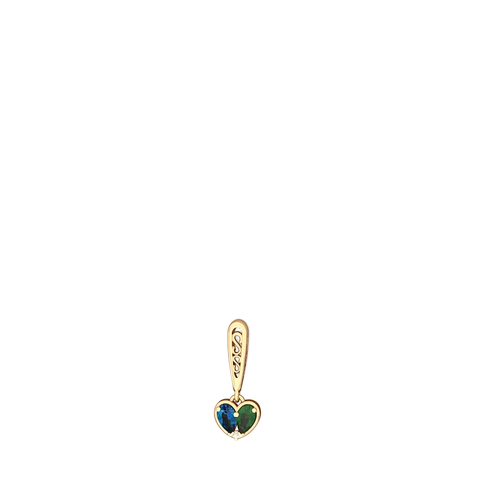 London Topaz Filligree Heart 14K Yellow Gold earrings E5070