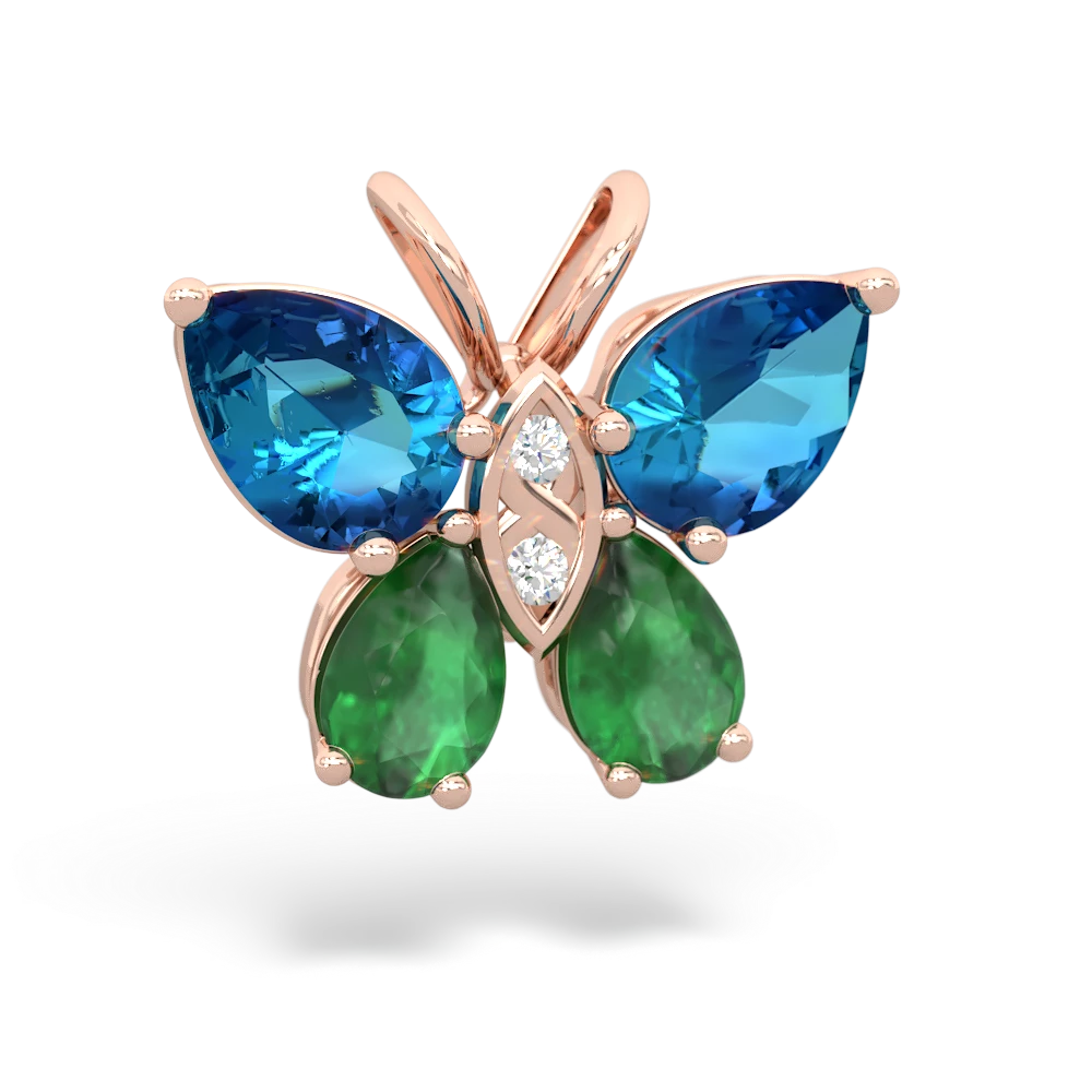 London Topaz Butterfly 14K Rose Gold pendant P2215