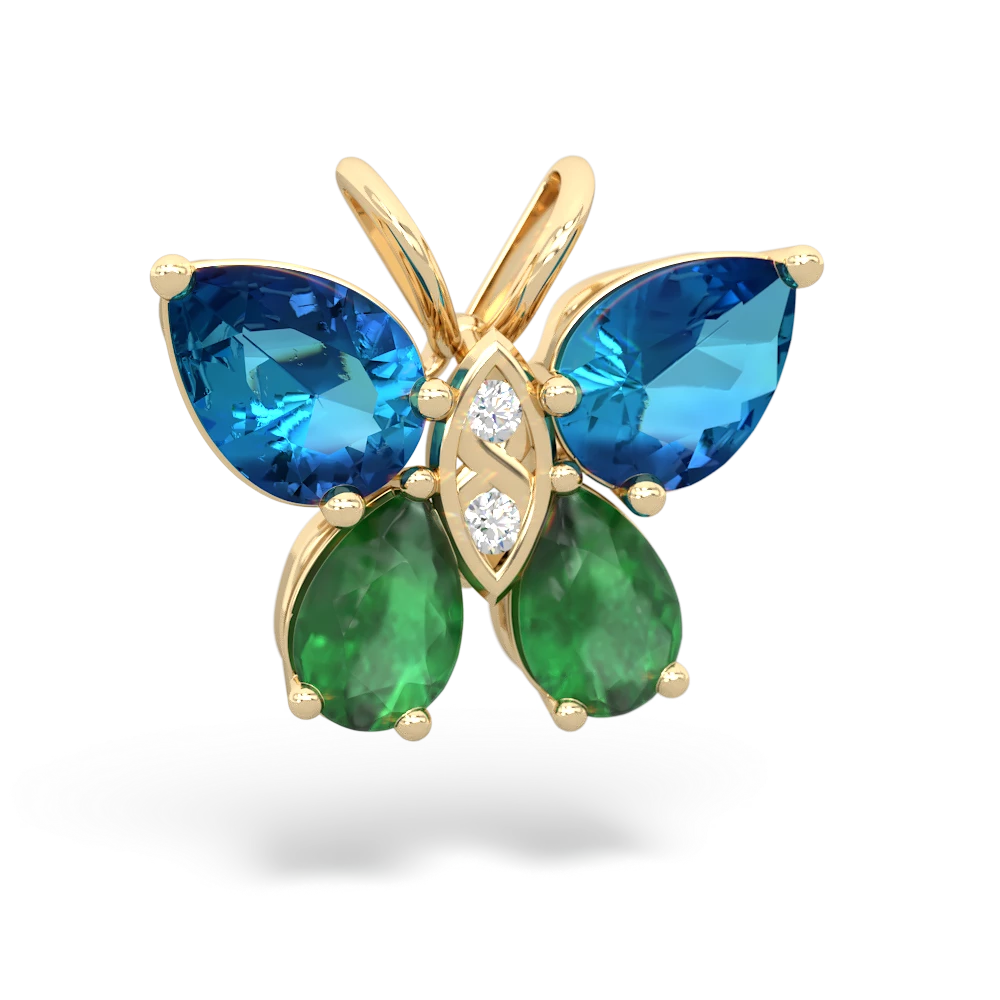 London Topaz Butterfly 14K Yellow Gold pendant P2215