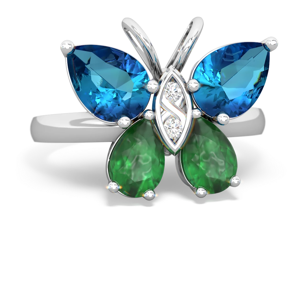 London Topaz Butterfly 14K White Gold ring R2215