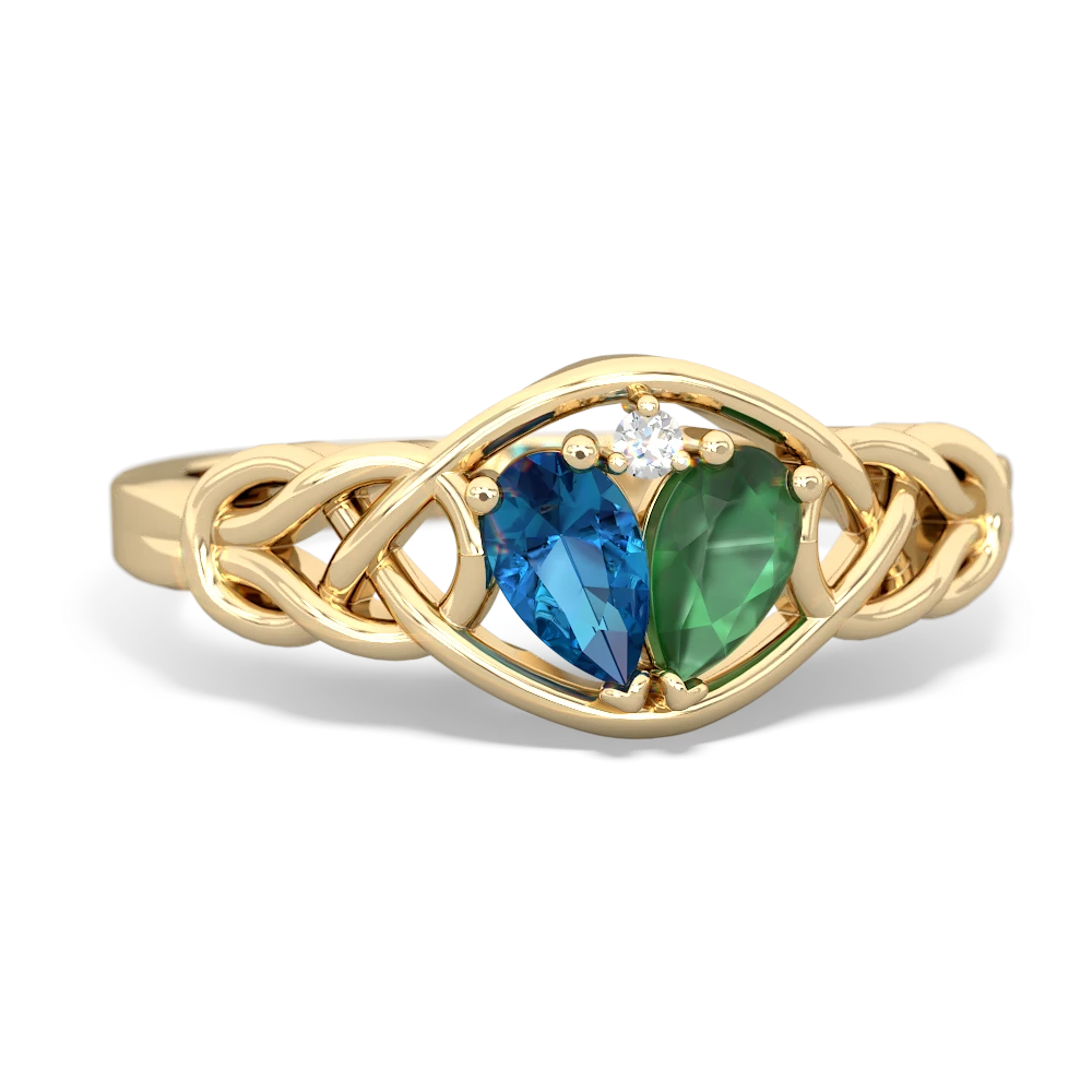 London Topaz Celtic Love Knot 14K Yellow Gold ring R5420