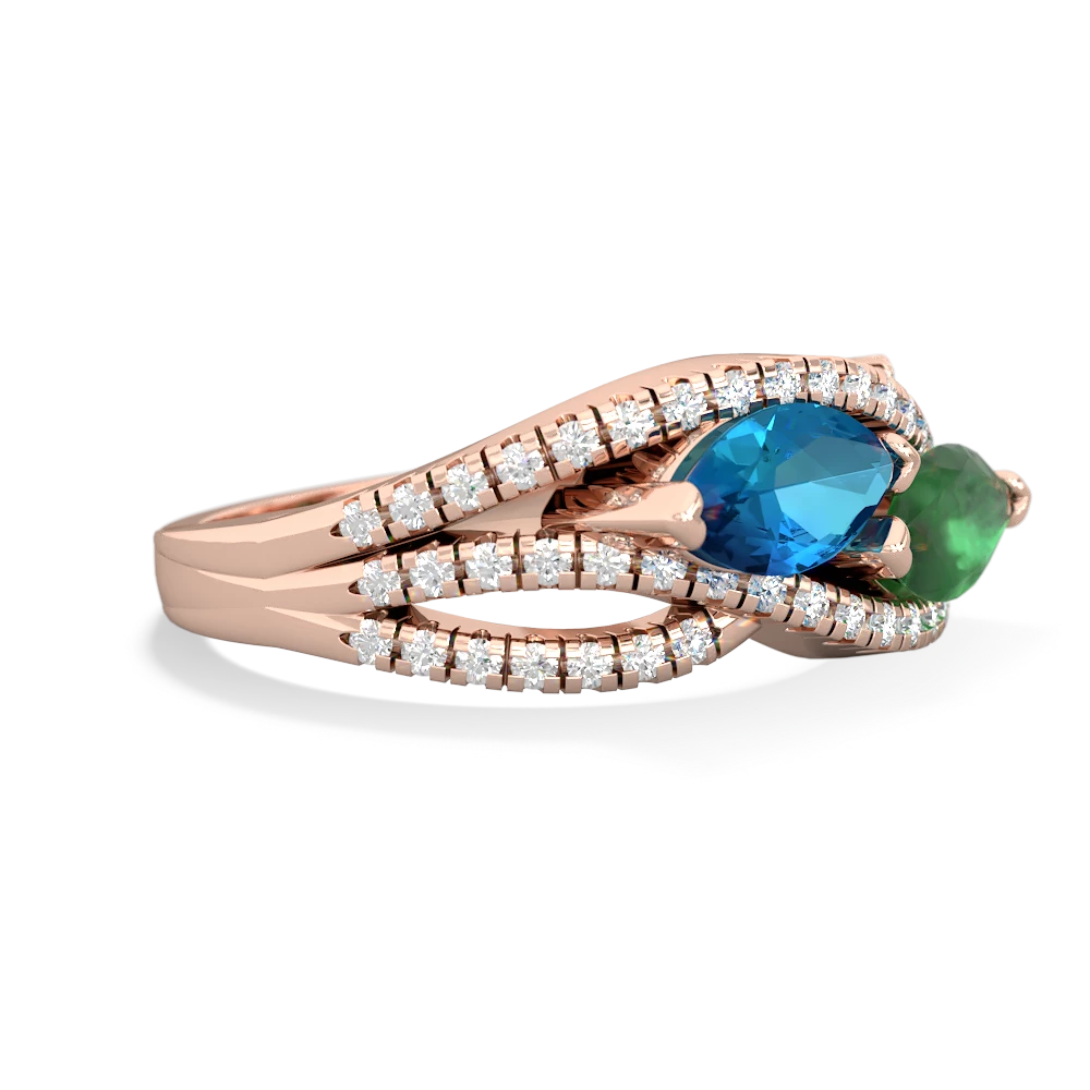 London Topaz Diamond Rivers 14K Rose Gold ring R3070