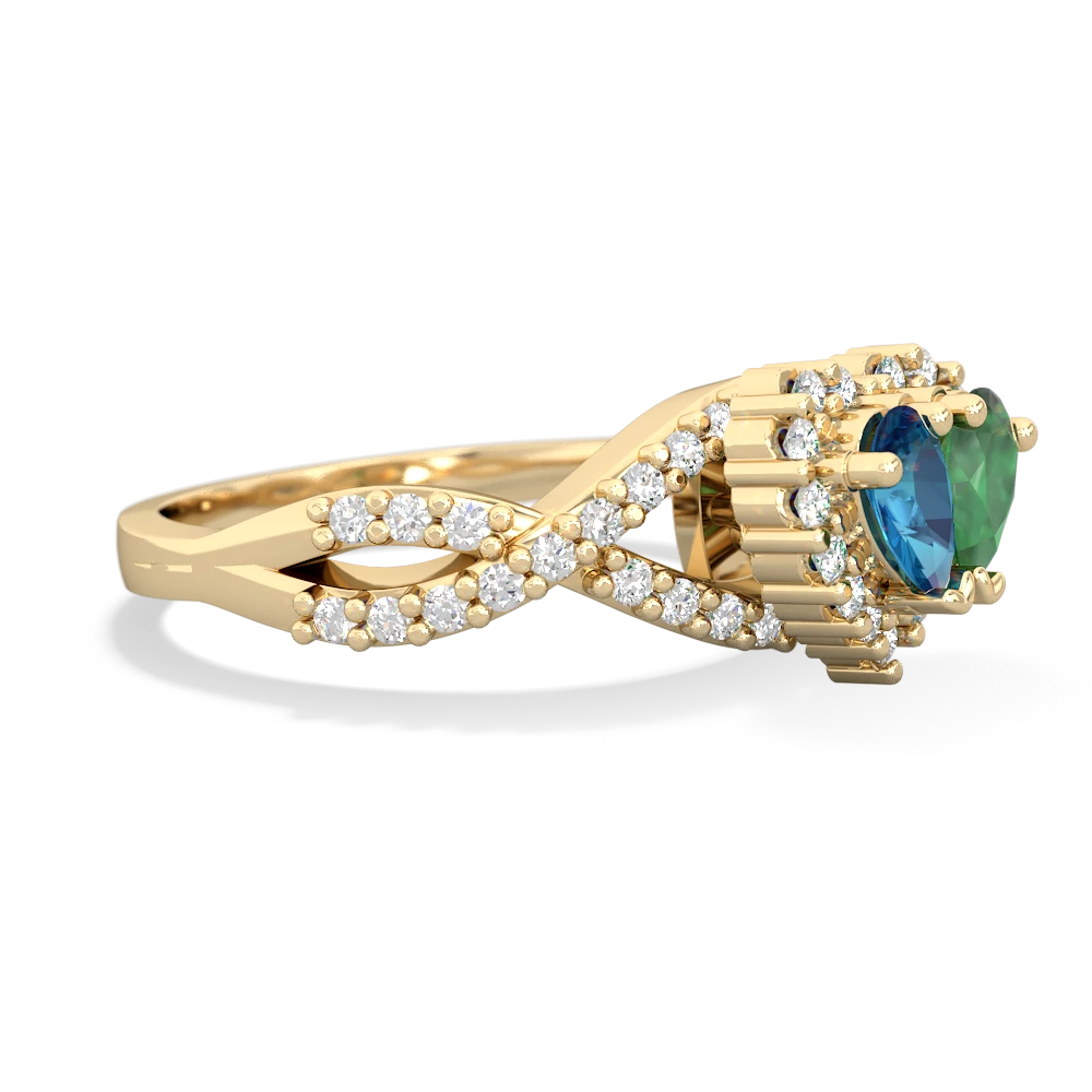 London Topaz Diamond Twist 'One Heart' 14K Yellow Gold ring R2640HRT