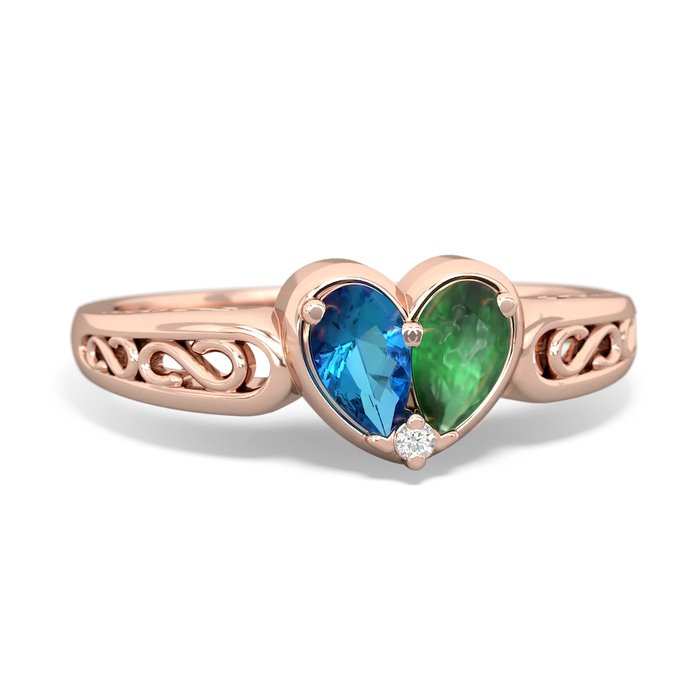 London Topaz Filligree 'One Heart' 14K Rose Gold ring R5070