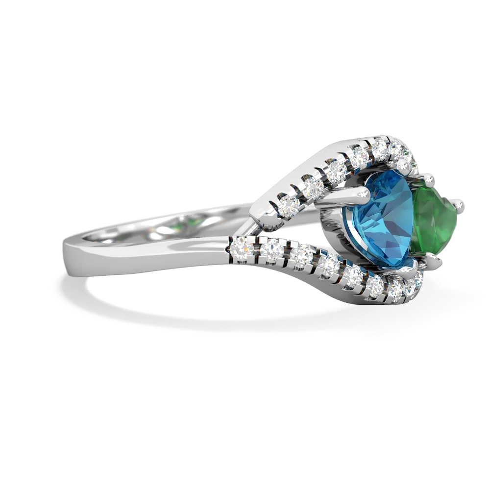 London Topaz Mother And Child 14K White Gold ring R3010