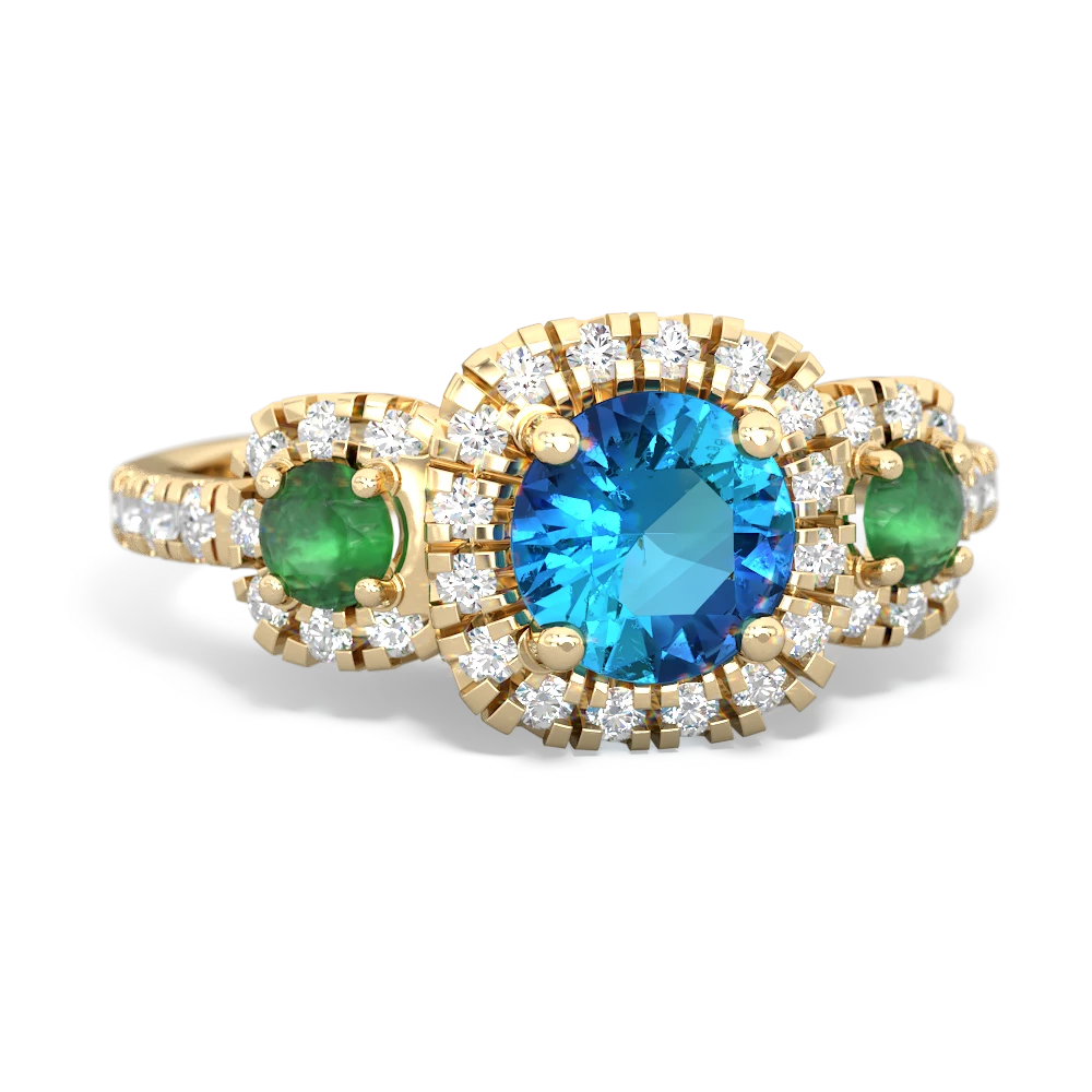 London Topaz Regal Halo 14K Yellow Gold ring R5350