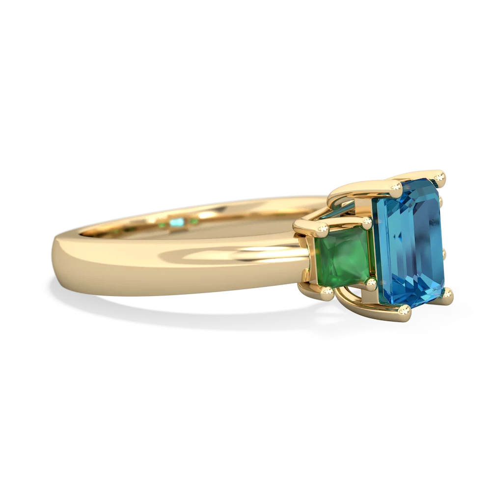 London Topaz Three Stone Emerald-Cut Trellis 14K Yellow Gold ring R4021