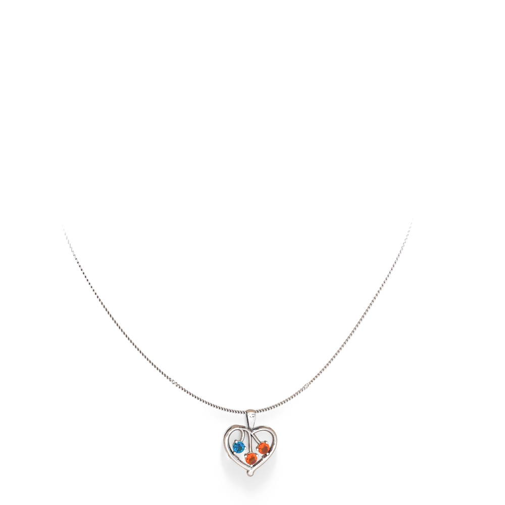 London Topaz Glowing Heart 14K White Gold pendant P2233