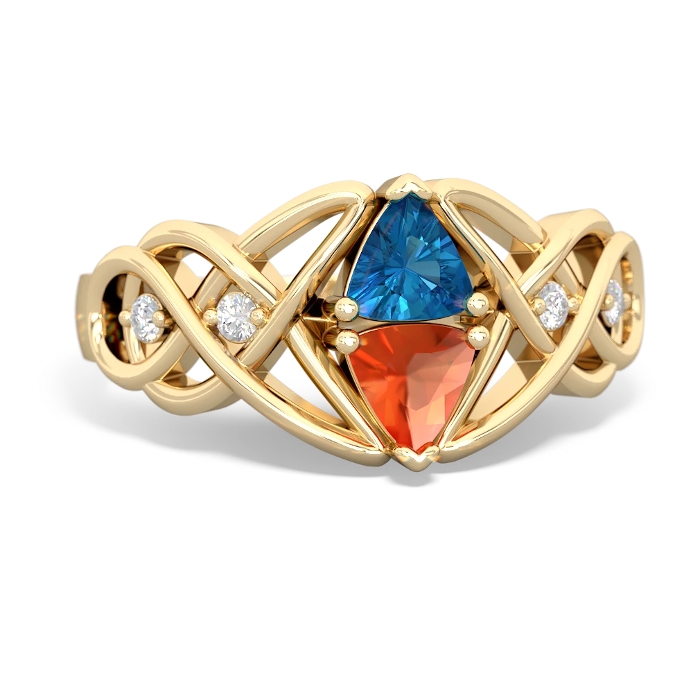 London Topaz Keepsake Celtic Knot 14K Yellow Gold ring R5300