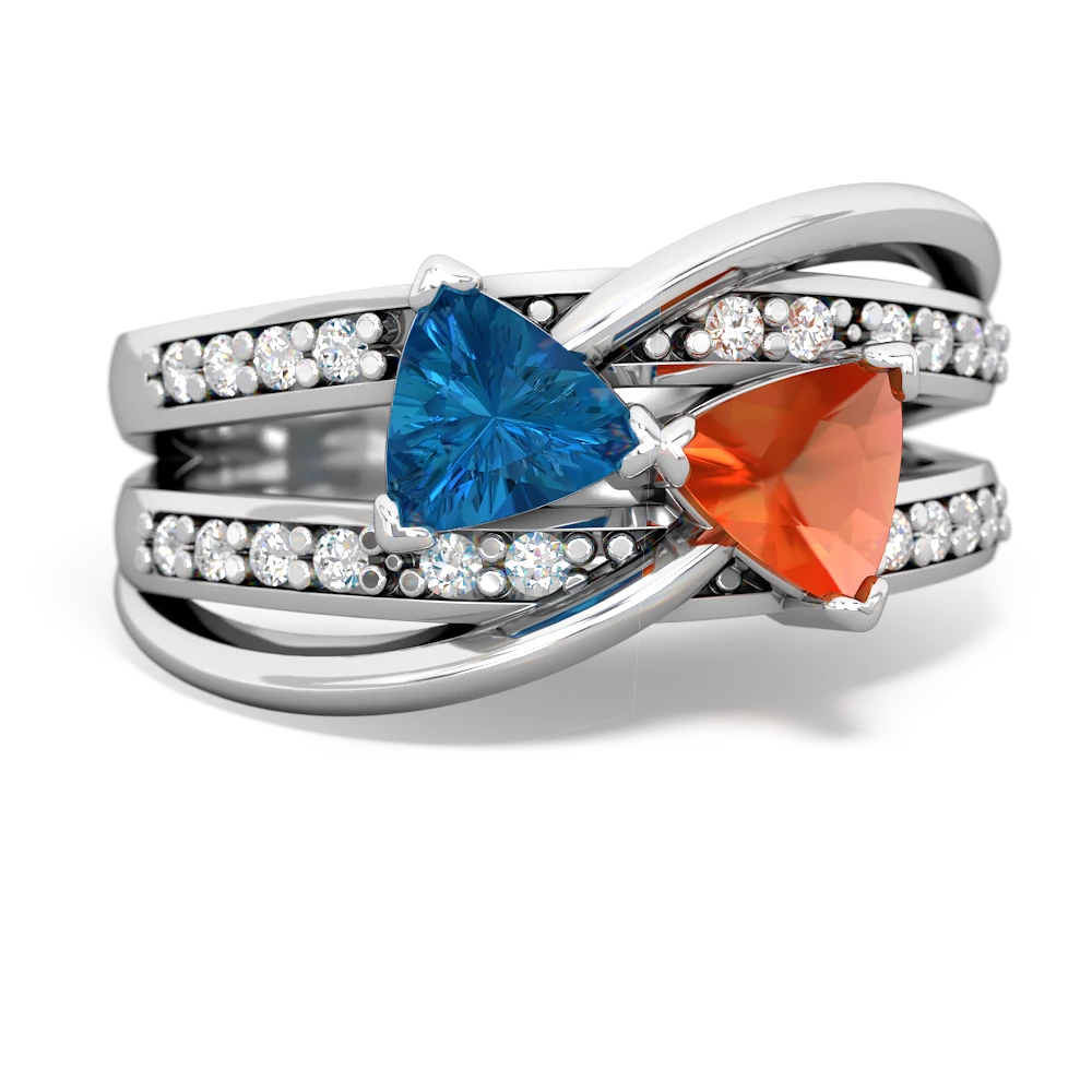 London Topaz Bowtie 14K White Gold ring R2360