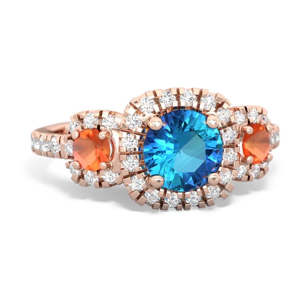 London Topaz Regal Halo 14K Rose Gold ring R5350