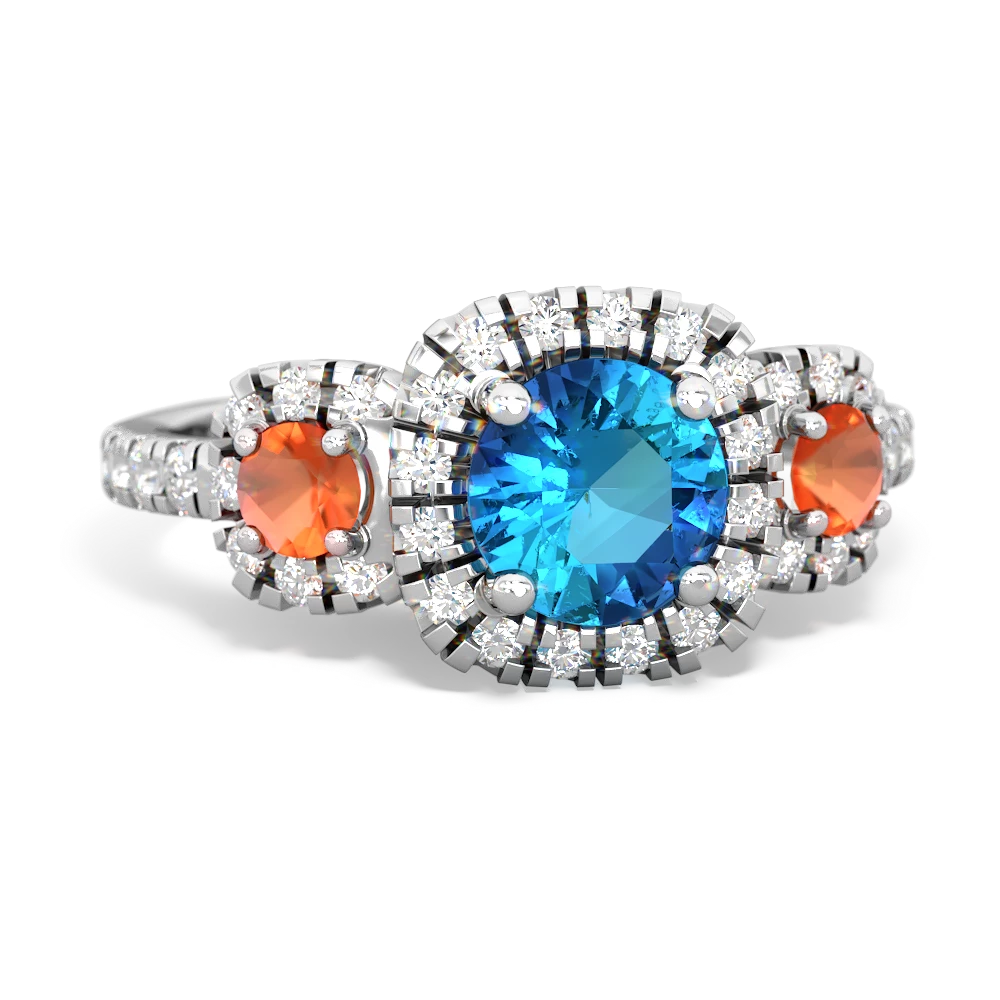 London Topaz Regal Halo 14K White Gold ring R5350