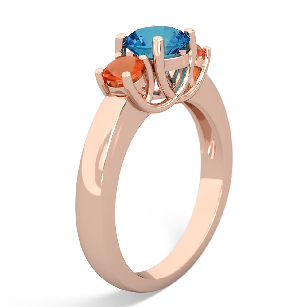 London Topaz Three Stone Round Trellis 14K Rose Gold ring R4018