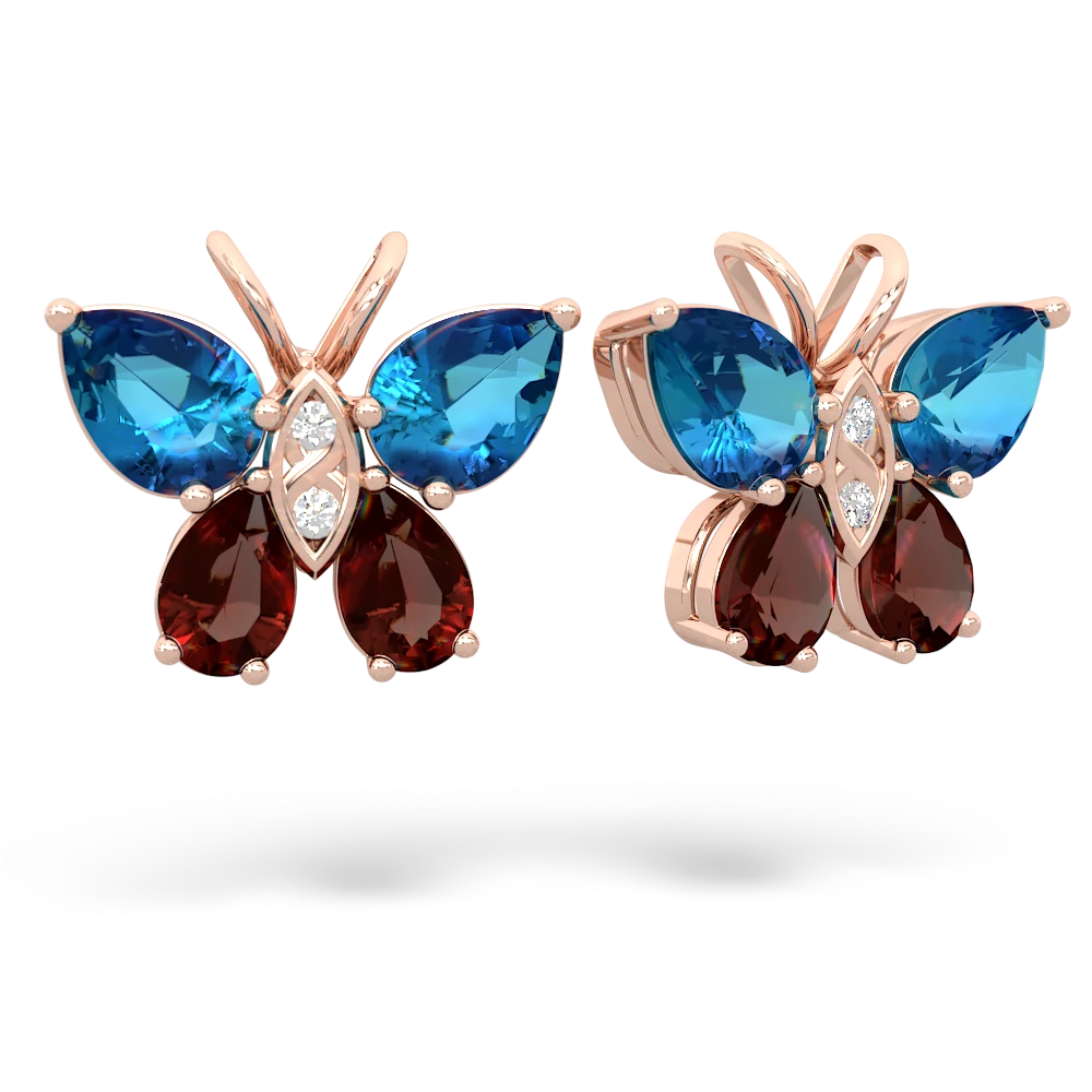 London Topaz Butterfly 14K Rose Gold earrings E2215