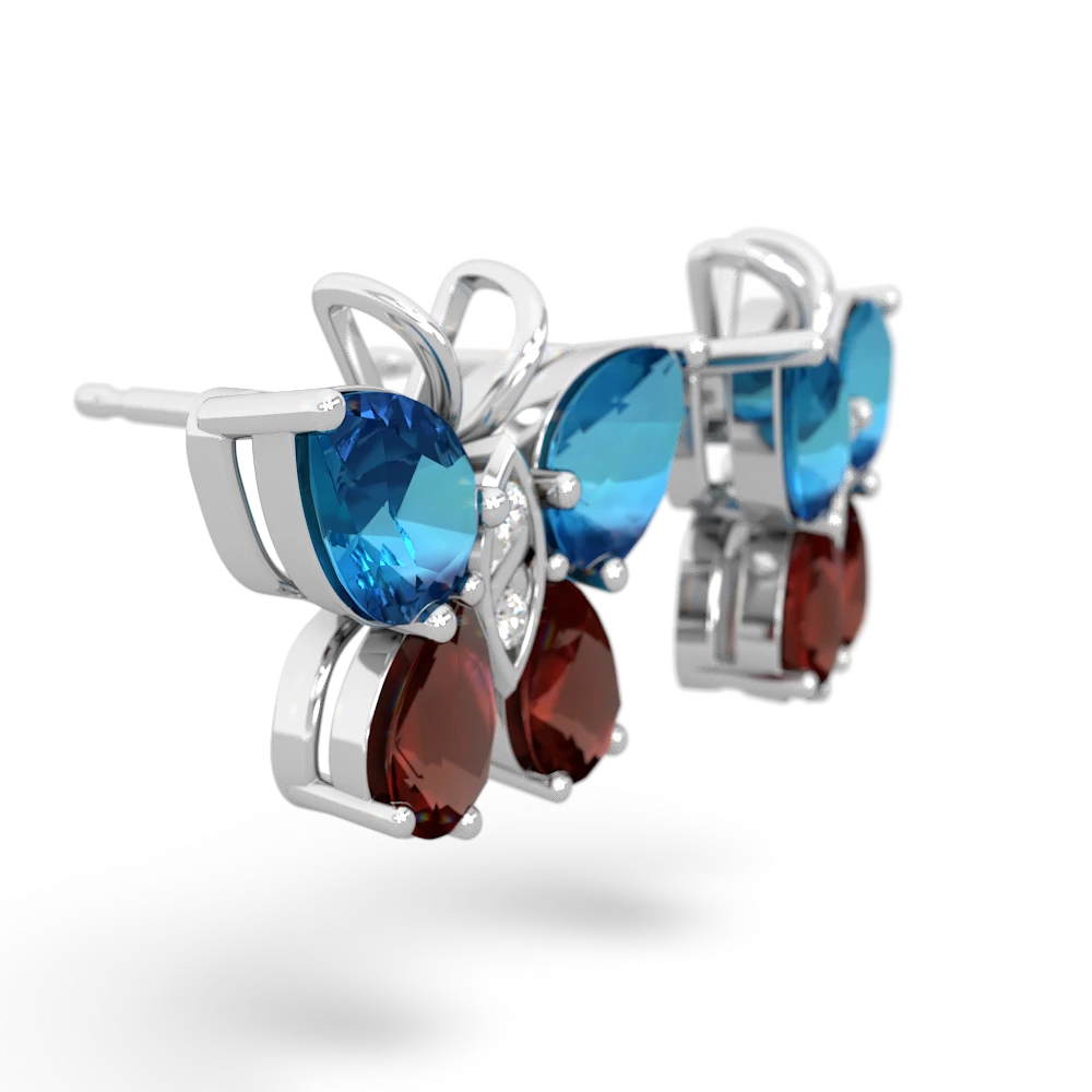 London Topaz Butterfly 14K White Gold earrings E2215