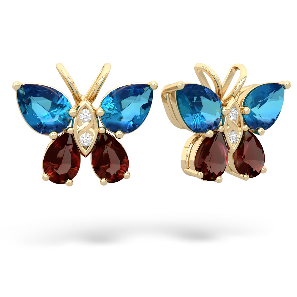 London Topaz Butterfly 14K Yellow Gold earrings E2215