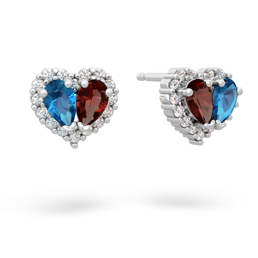 London Topaz Halo 14K White Gold earrings E7008