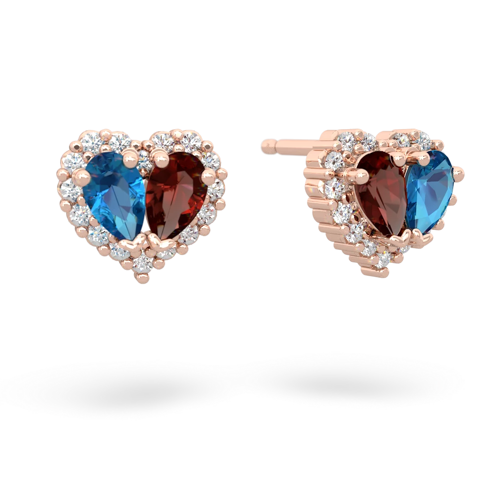 London Topaz Halo 14K Rose Gold earrings E7008