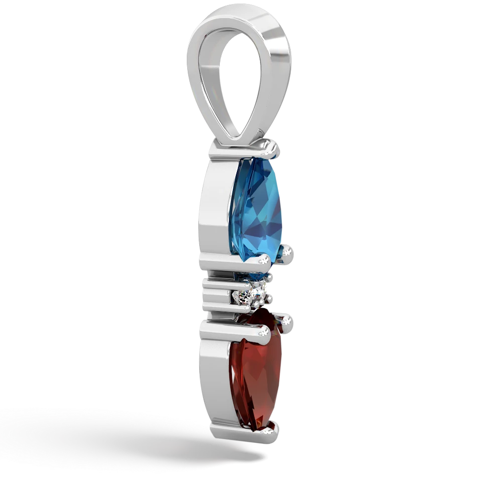 London Topaz Bowtie Drop 14K White Gold pendant P0865