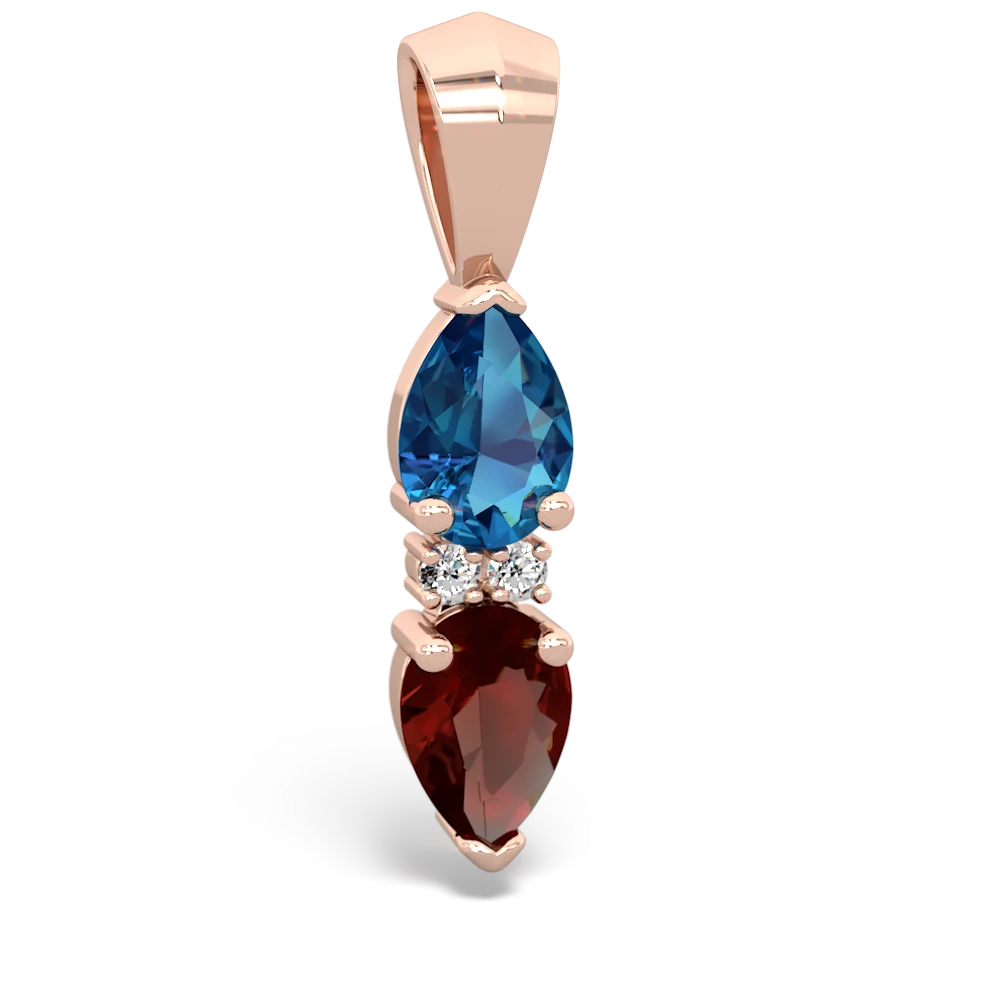 London Topaz Bowtie Drop 14K Rose Gold pendant P0865