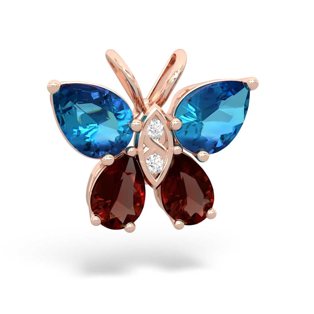 London Topaz Butterfly 14K Rose Gold pendant P2215