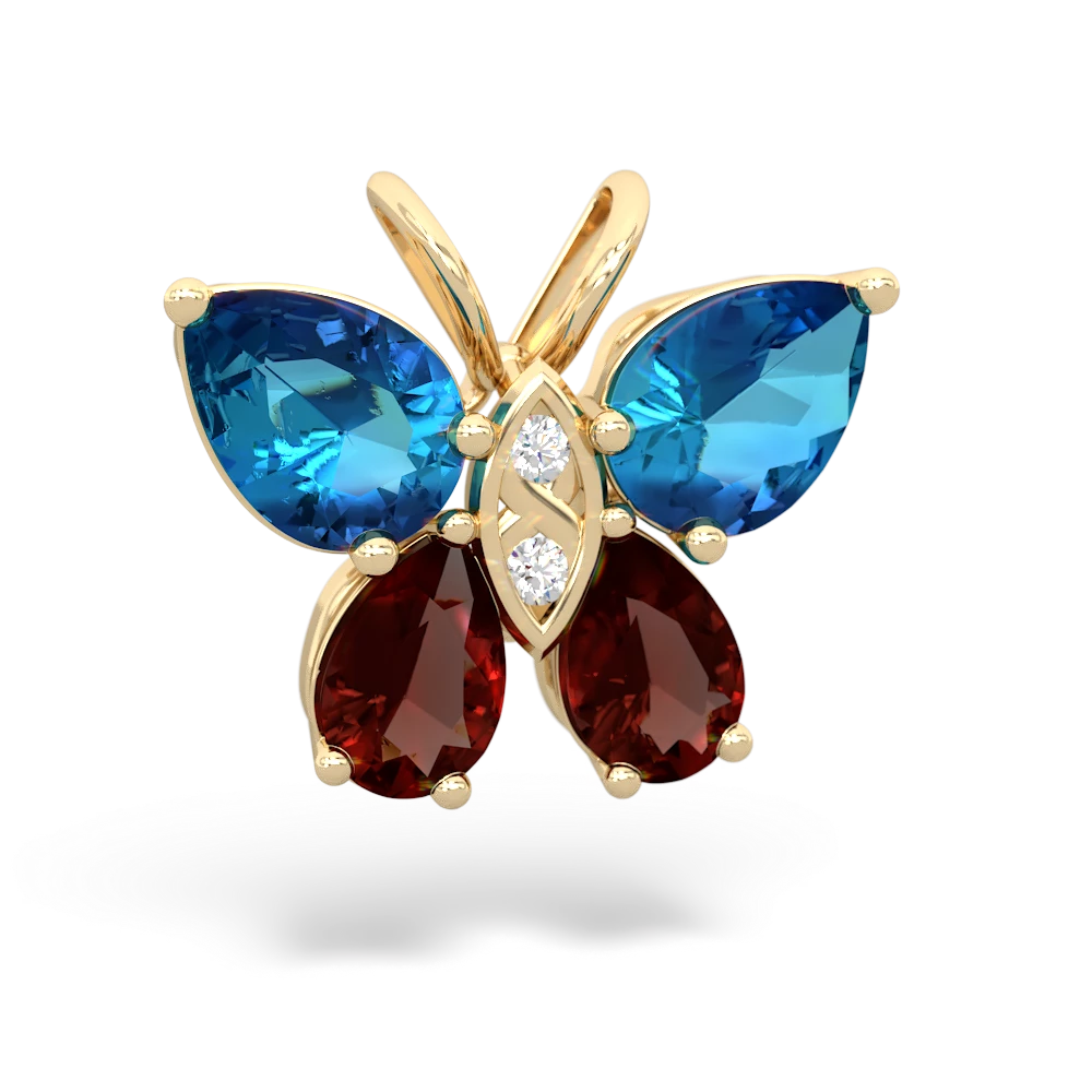 London Topaz Butterfly 14K Yellow Gold pendant P2215