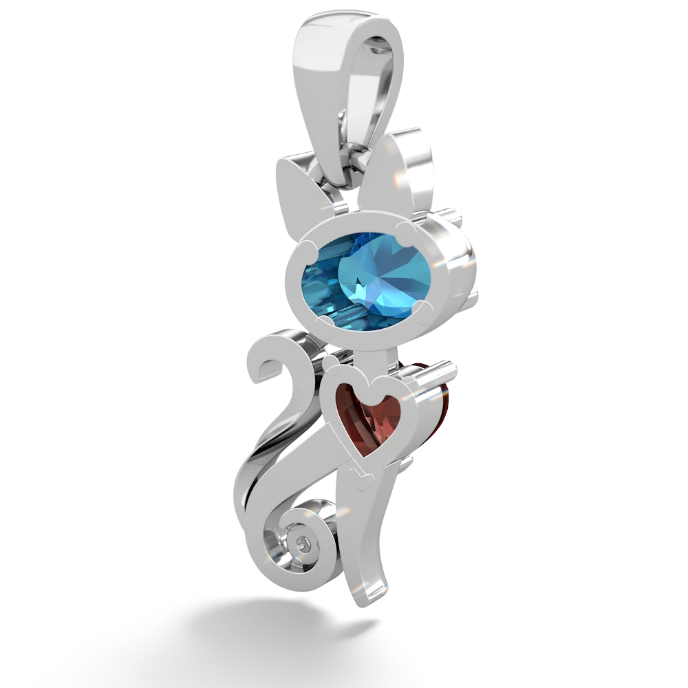 London Topaz Kitten 14K White Gold pendant P5780