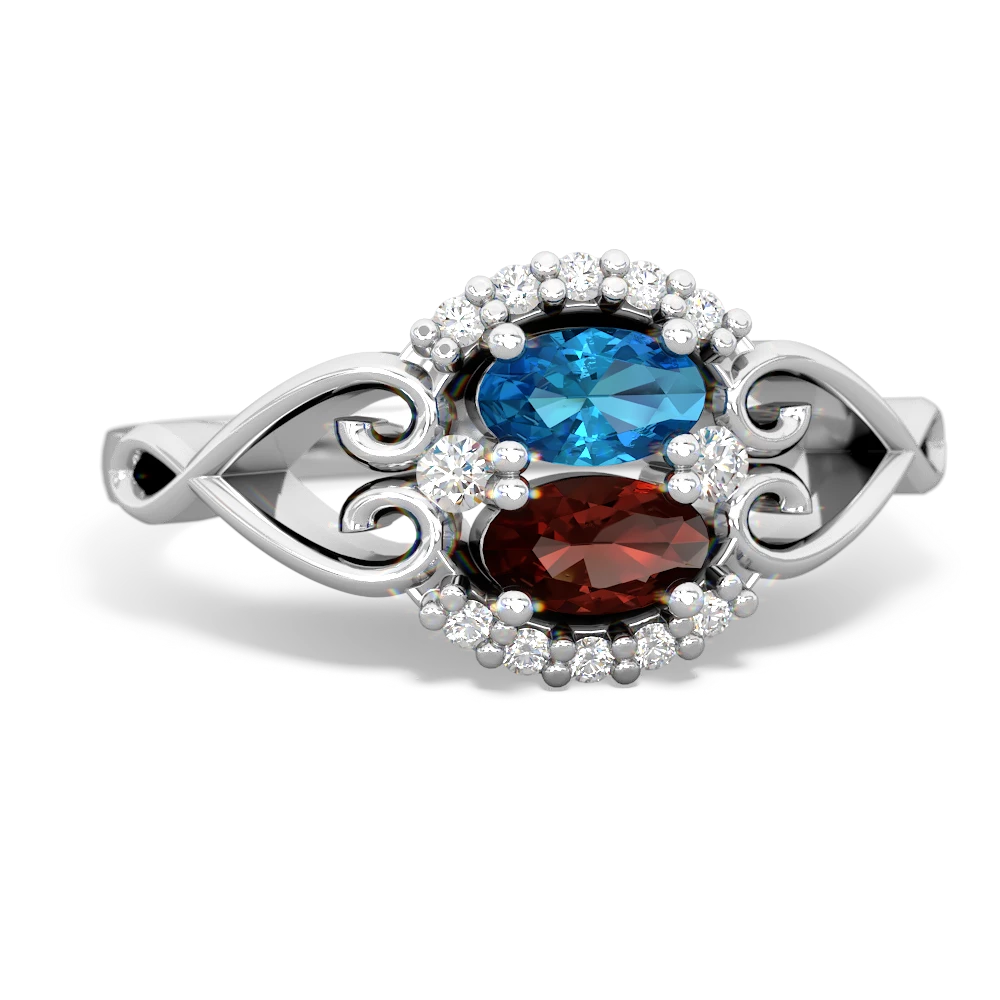 London Topaz Love Nest 14K White Gold ring R5860