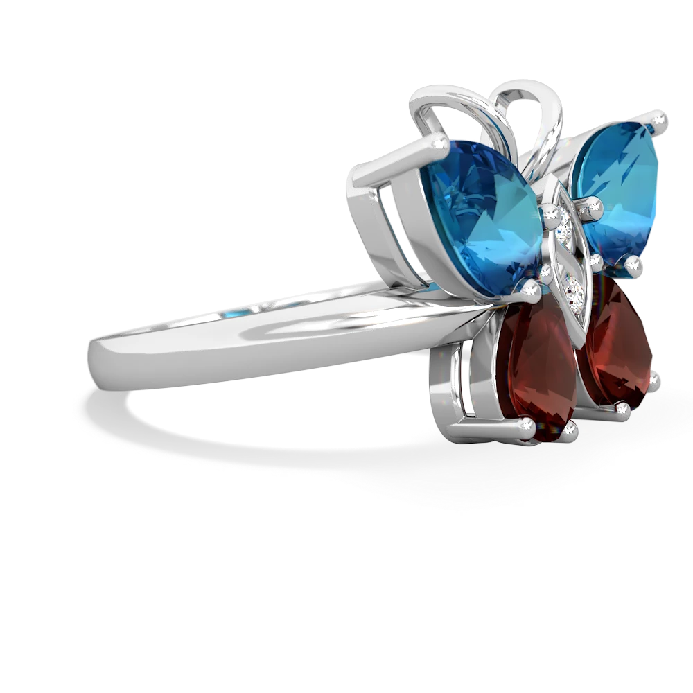 London Topaz Butterfly 14K White Gold ring R2215