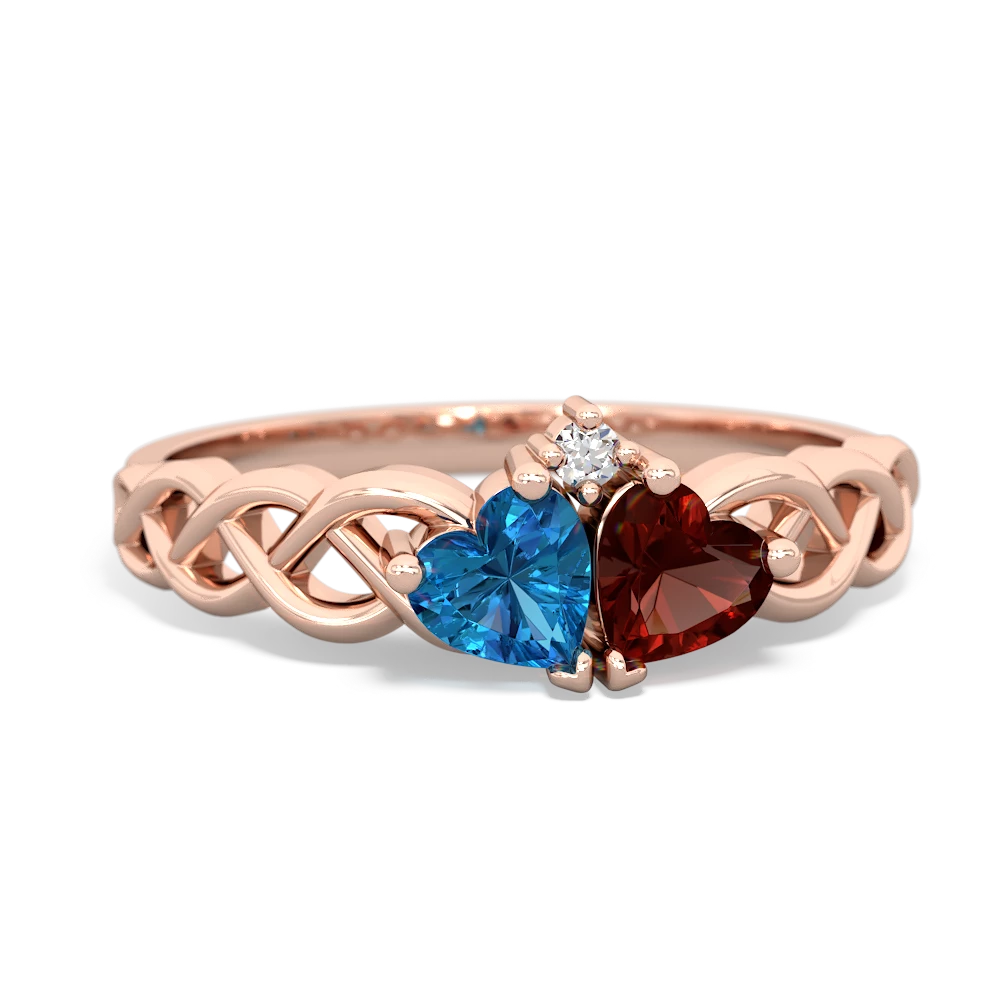 London Topaz Heart To Heart Braid 14K Rose Gold ring R5870