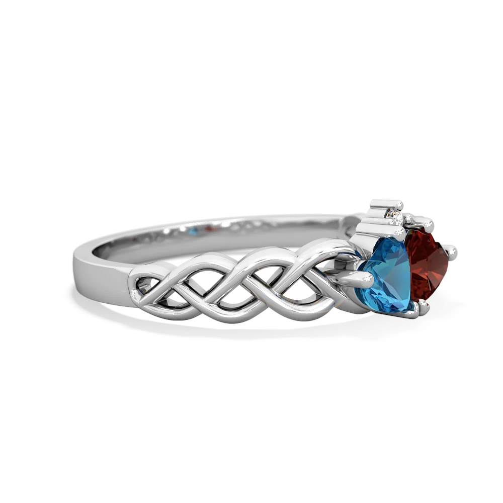 London Topaz Heart To Heart Braid 14K White Gold ring R5870